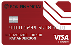 BOK financial Visa® College Real Rewards card art